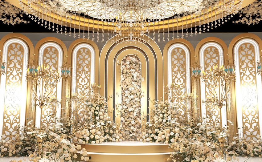 旺苍香槟色调婚礼堂效果展示